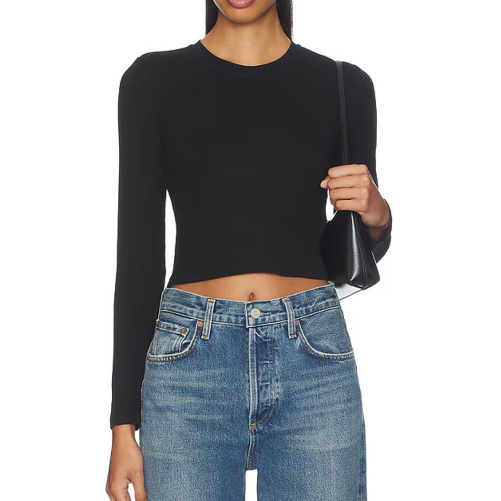 Zara Long Sleeve Ribbed Knit Crop Top